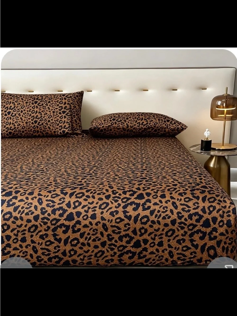 FULL SIZE Leopard Print Brown and Black Fitted Sheet 16” Deep 100% Microfiber